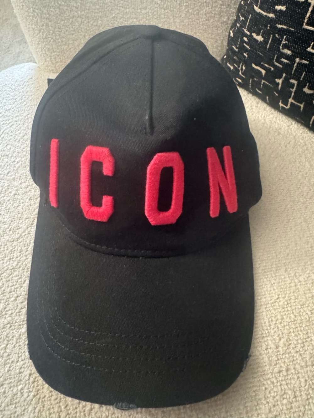 DSQUARED2 Black Baseball Cap with Pink ICON Letters